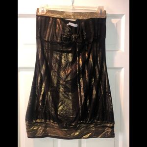 Strapless Black & Gold Top